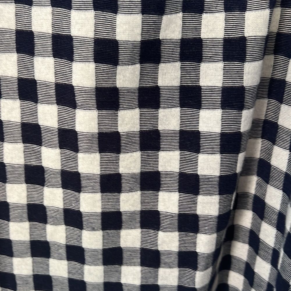 LOFT Navy gingham long sleeved puffed shoulder top size medium - Picture 3 of 4